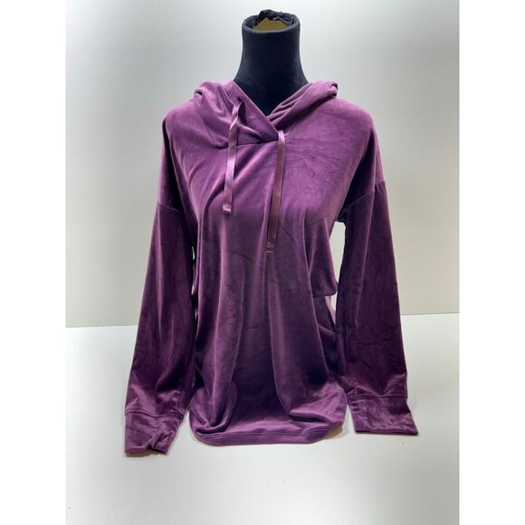 Pure Jill Tops - Pure Jill Velour Hoodie Medium Plum Purple Velvet Sz Medium Casual Oversized